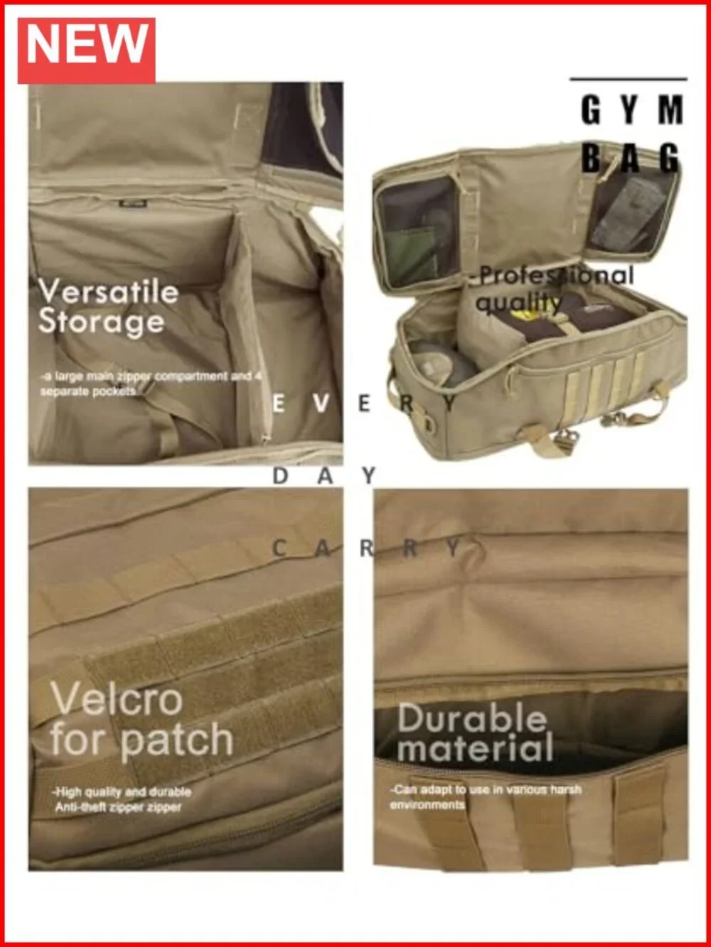 Large Tactical Duffle Bag Backpack - 45L Waterproof Nylon Weekender Gym Bag for
